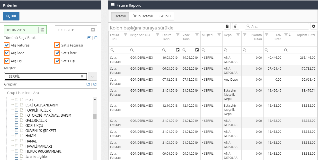 fatura raporları nasıl alınır